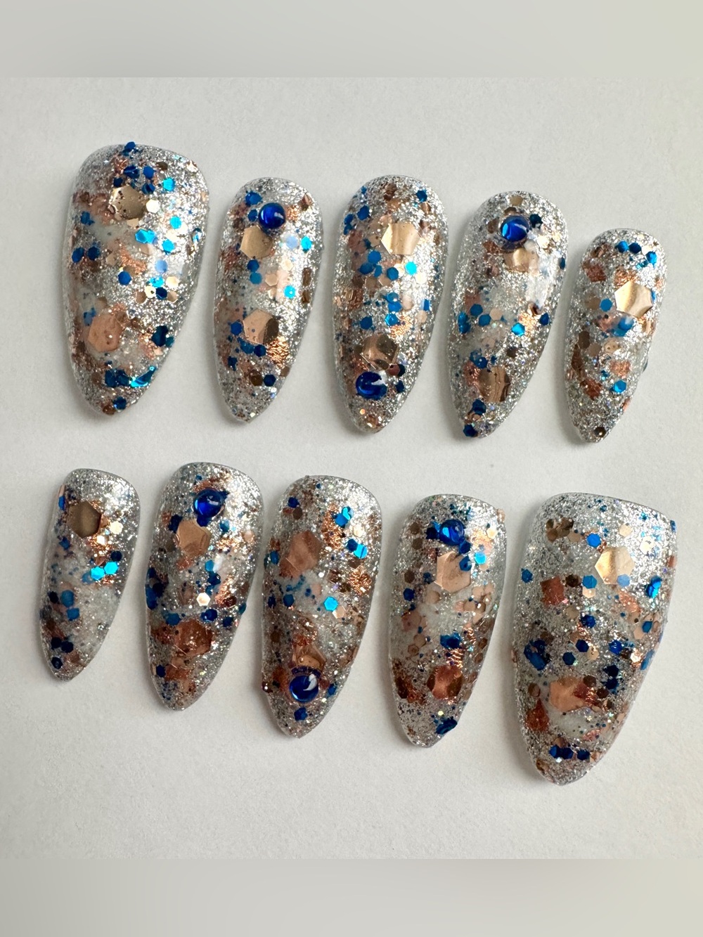 Silver Glitter & Multicolor Confetti Press-On Nails